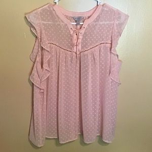 pink polka dot blouse
